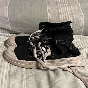 Black High-Top Sneakers with White Soles